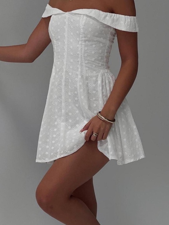 Princess Polly Dresses & Skirts - Rosebud Broderie Off The Shoulder Mini Dress White from Princess Polly
